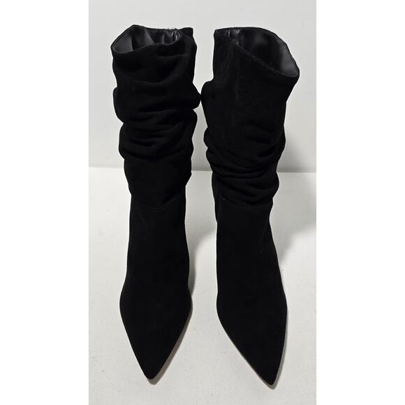 Schutz Ashlee Up Boots Suede Leather Black 9 B Slouchy Stilettos - Picture 2 of 10